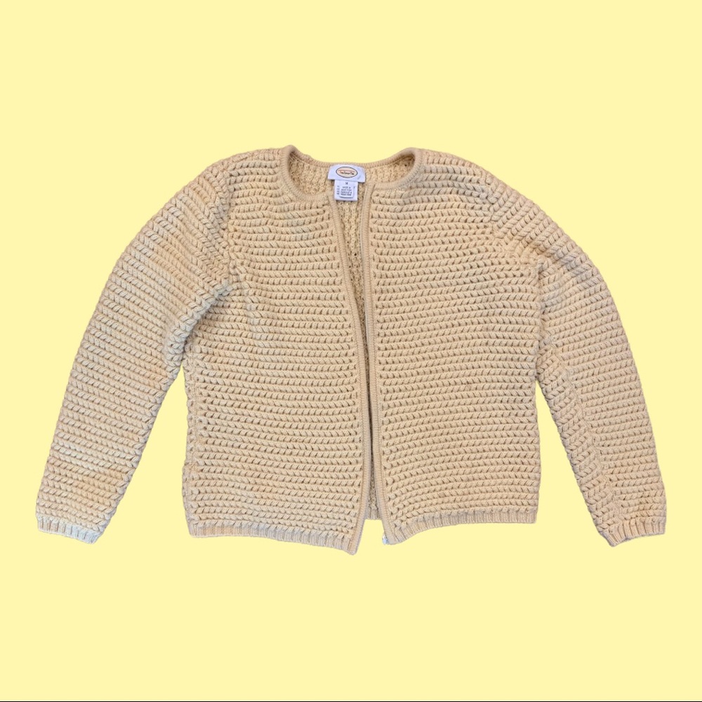 Vintage Pale Yellow Wool Cardigan